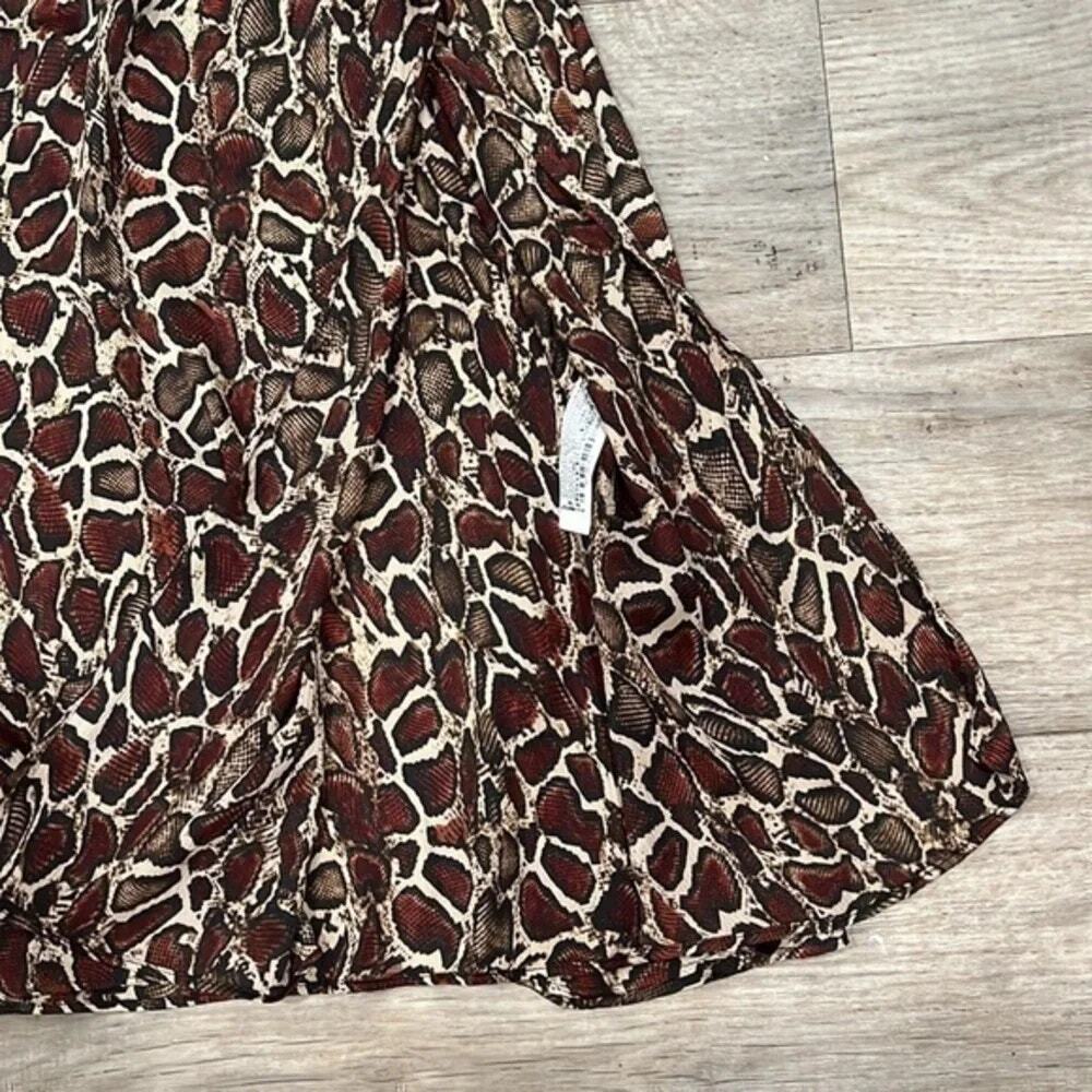 Zara NWT Brown Snakeskin Print A-Line Midi Skirt M - Picture 14 of 15